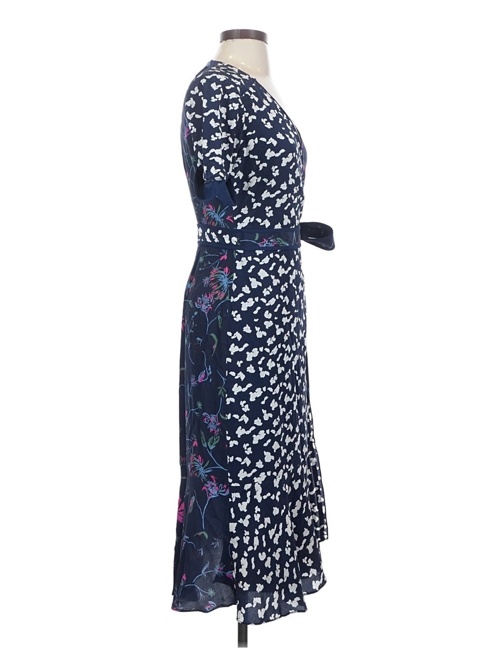 Tanya Taylor “Luisa” Navy Floral Wrap Midi Dress - Sz 12 - Picture 9 of 11